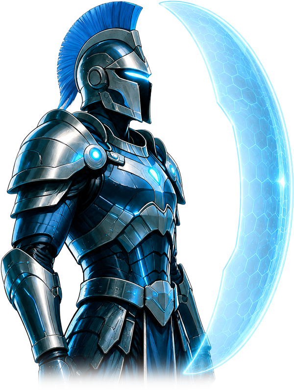 Blue Report security guardian with shield