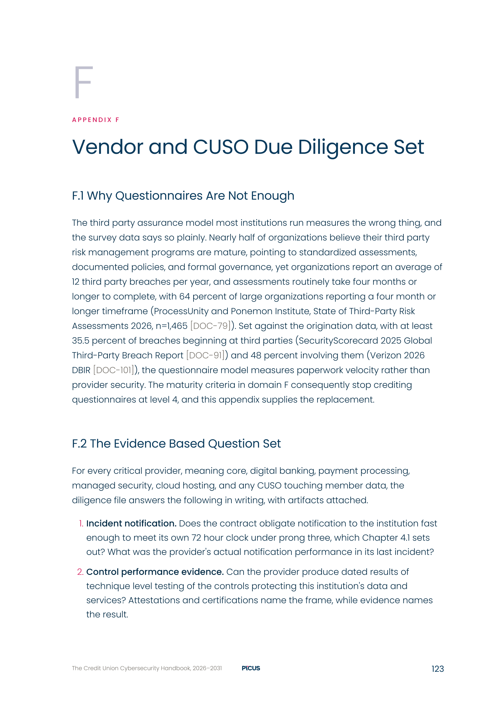 Vendor and CUSO due diligence preview