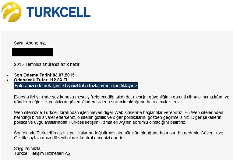 Fake Turkcell invoice email Fake Turkcell invoice email