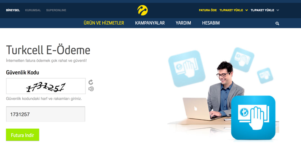 Fake Turkcell invoice payment page Fake Turkcell invoice payment page