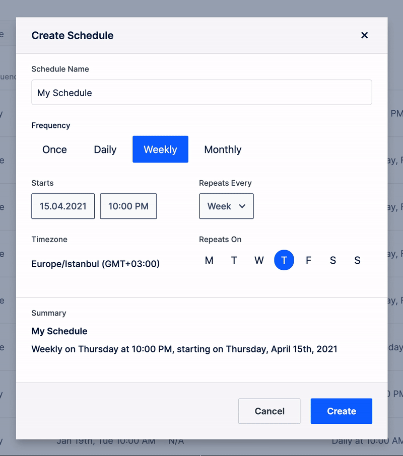Create-Schedule Create-Schedule